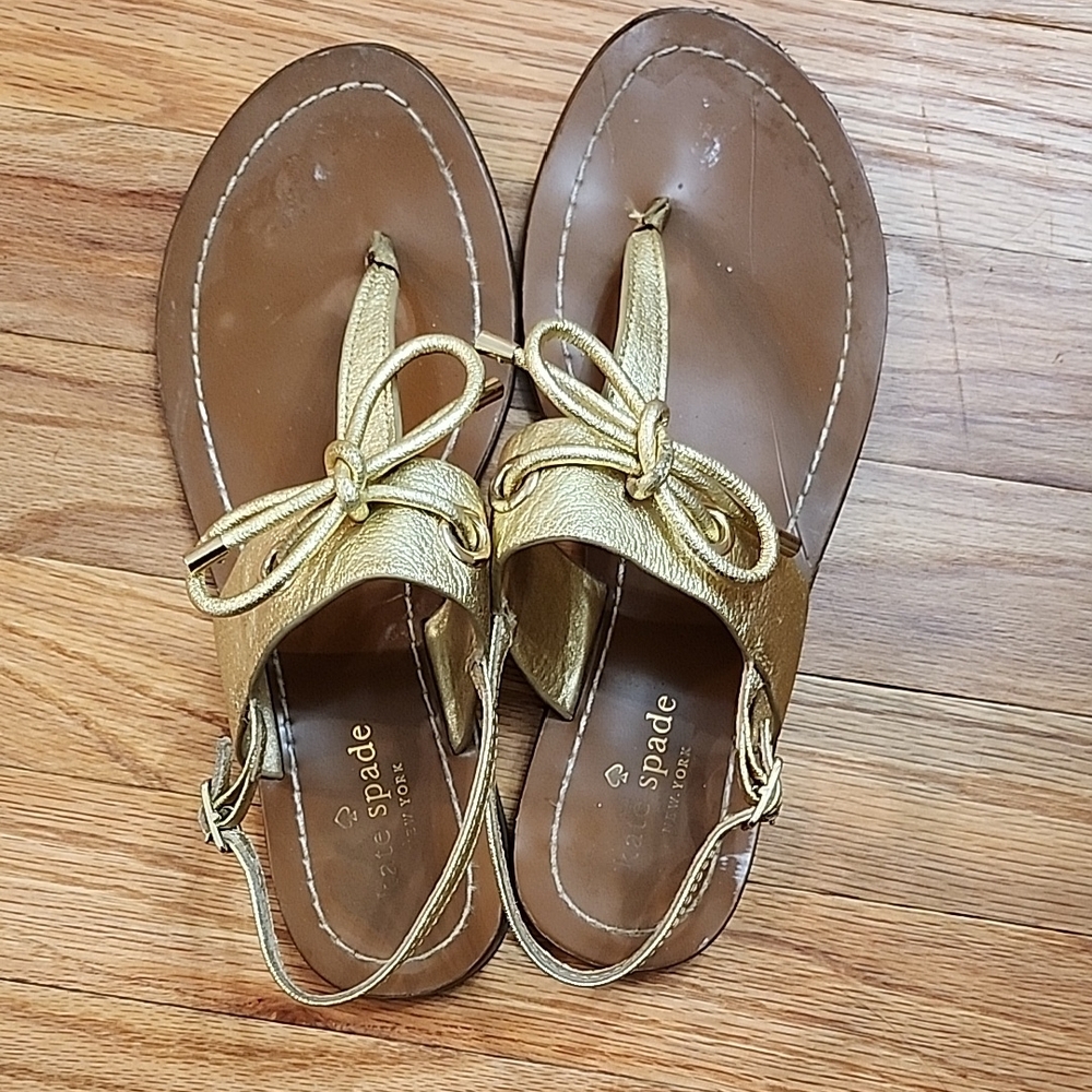 Kate Spade Gold Bow Sandals